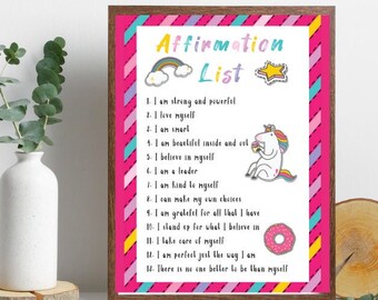 Affirmation Poster for Kids Affirmations for Kids I Am Affirmations Playroom Inspirational Classroom Posters Homeschool Printable Wall Art