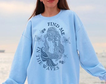 Maglione a sirena in stile ispirato all'oceano Felpa da ragazza in cocco Camicia da oceano Camicia da spiaggia Sirenacore Maglione da spiaggia Top a sirena Estetica del tatuaggio