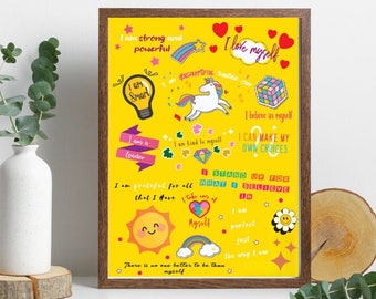 Affirmation Poster for Kids Affirmations for Kids I Am Affirmations Playroom Inspirational Classroom Posters Homeschool Printable Wall Art