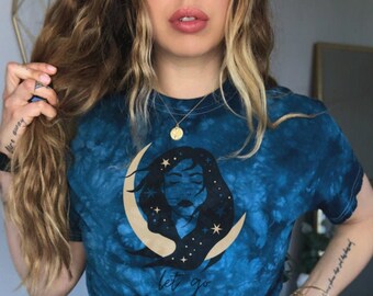 Witchy Clothes Tie Dye TShirt Witchy Woman Let go Hippie Shirt Aesthetic Moon Shirt Witchy Shirt Mystical Moon Trendy Festival Shirt