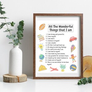 Affirmation Poster for Kids Affirmations for Kids I Am Affirmations Playroom Inspirational Classroom Posters Homeschool Printable Wall Art