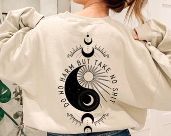 Feminist Sweater Aesthetic Sweater Ying Yang Shirts Feminist Sweatshirts Yin and Yang Spiritual Shirts Sun and Moon Shirt Boho Indie Clothes