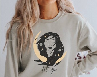 Witchy Kleding Witchy Woman Let go Hippie Shirt Esthetische Kleding Trendy Sweatshirt Moon Shirt Witchy Shirt Spiritueel Shirt Witchy Kleding