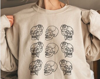 Skelett Sweatshirt Halloween Sweatshirt Halloween Sweatshirt Halloween Crewneck Ästhetische Kleidung Spooky Sweater Goth Kleidung Trendy Shirt