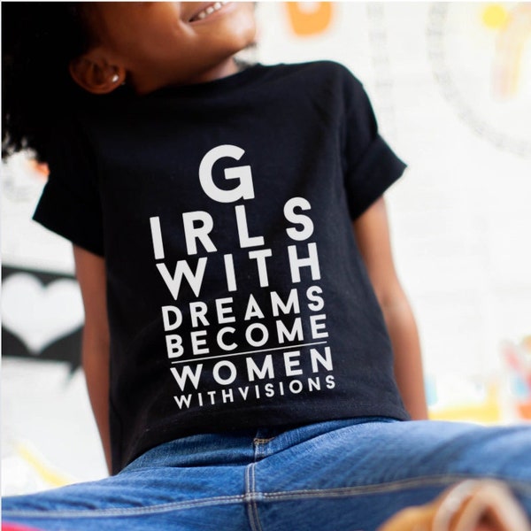 Girls With Vision Girl Power Kids Shirt Feminist Kids Tshirt Women Empowerment Shirt Kids T-Shirt Toddler Tee Shirt GRL PWR