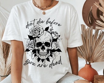 Memento Mori Whimsigoth clothing Skeleton Shirt Comfort Colors Alt Floral Botanical Shirt Dark Academia Goblincore shirt Goth Empowerment
