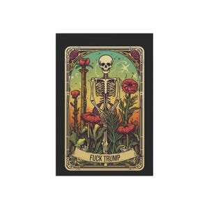 Bandeira de jardim Fuck Trump Witchy Tarot Bandeira política Resist Anti Trump Esqueleto Bandeira de jardim política Bandeira de quintal liberal Decoração externa imagem 4