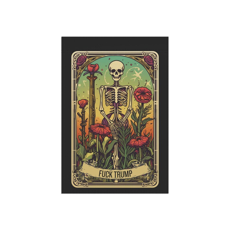 Bandeira de jardim Fuck Trump Witchy Tarot Bandeira política Resist Anti Trump Esqueleto Bandeira de jardim política Bandeira de quintal liberal Decoração externa imagem 4