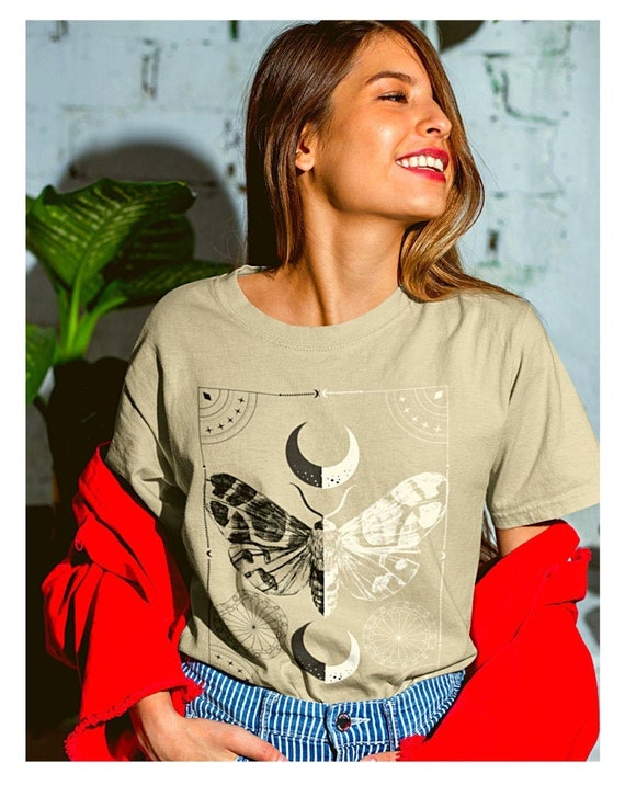 Mystical Butterfly Shirt Witchy Aesthetic Moth Shirt Mystical Moon Shirt Spiritual Tarot Shirt witchy shirt celestial moon and stars tshirt
