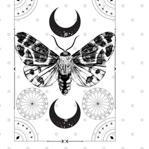 Mystisch SVG spirituell svg Witchy svg himmlischer Schmetterling Motte svg Mond und Starts svg, New Age svg spirituelle Tarot Karte svg png Vorlage
