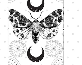 Mystical SVG Spiritual svg witchy svg celestial butterfly moth svg moon and starts svg, new age svg  spiritual tarot card svg png template