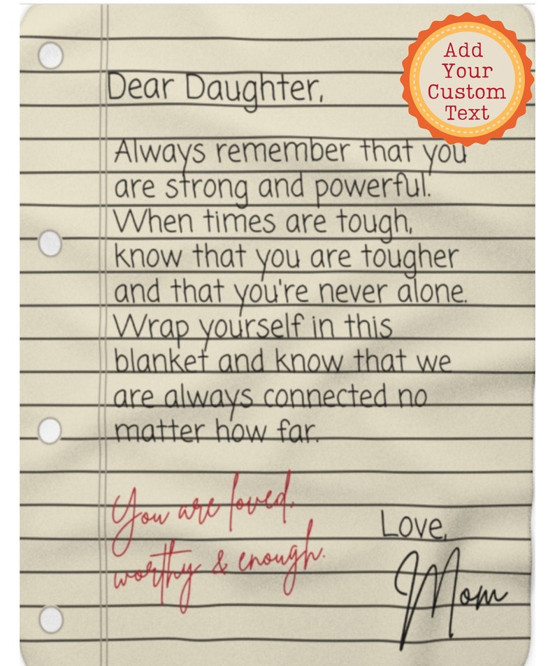 Dear Daughter Blanket Custom Throw Blanket Airmail Letter to Etsy