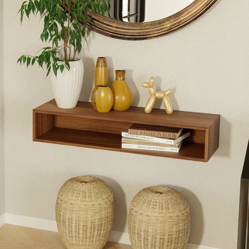 Floating Entryway Console Table Built in Solid American Black Etsy