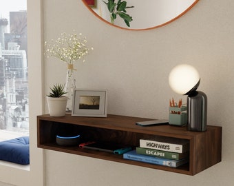 Floating Entryway Console Table Built in Solid American Black Walnut