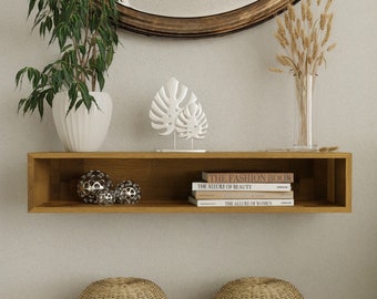 Floating Console Table Built in Solid White Oak