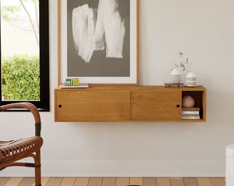 Cherry Sideboard / Floating Credenza with Sliding Doors