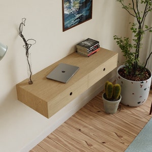 Floating Desk in Solid Maple, Wall Mounted Standing Desk