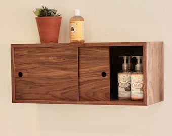 Floating Bathroom Storage Cabinet with Sliding Doors, Vanity, Console, Bathroom Floating Shelf, Bath Wall Decor