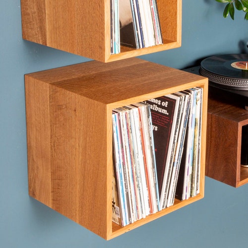 Floating Vinyl Record Storage Shelves in Solid White Oak Etsy UK