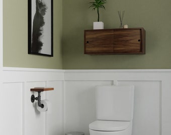 Floating Bathroom Storage Cabinet with Sliding Doors, Vanity, Console, Bathroom Floating Shelf, Bath Wall Decor