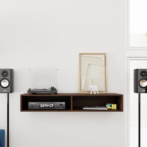 Solid Walnut Stereo Console Mid-Century Modern Style