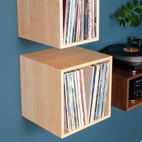 Floating Vinyl Record Storage Shelves in Solid Walnut Etsy