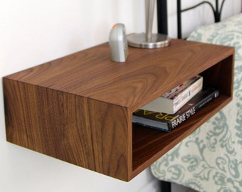 Floating Nightstand Handmade in Solid Walnut