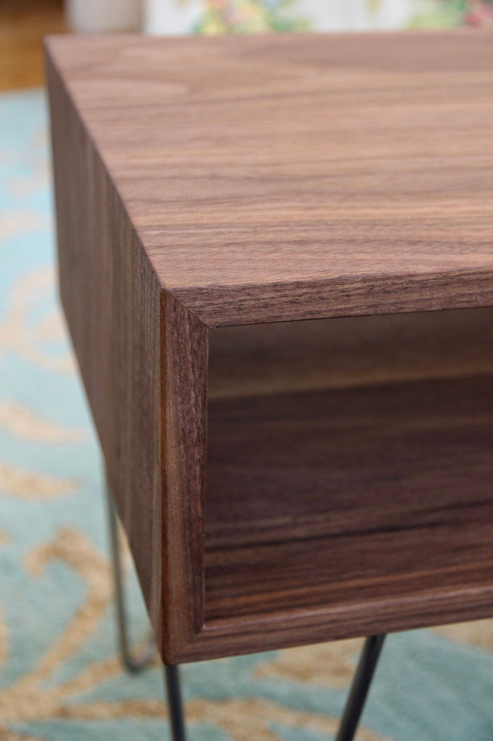 Mid Century Modern Walnut Coffee Table With Stainless Steel Hairpin ...