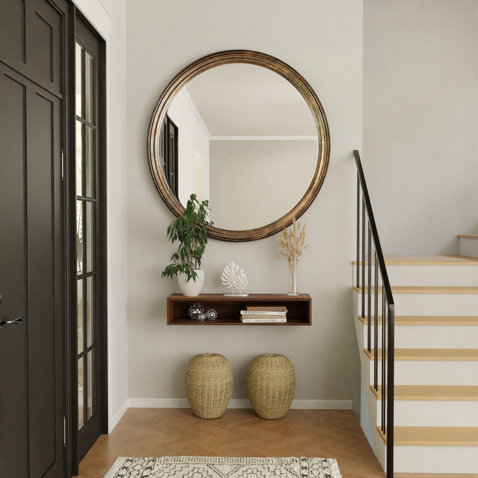 Floating Entryway Console Table Built in Solid American Black Etsy