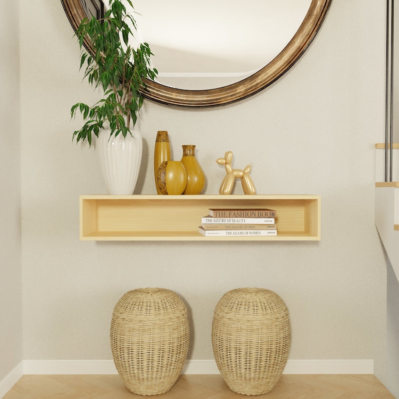 Floating Entryway Console Table Built in Solid Hard Maple Etsy