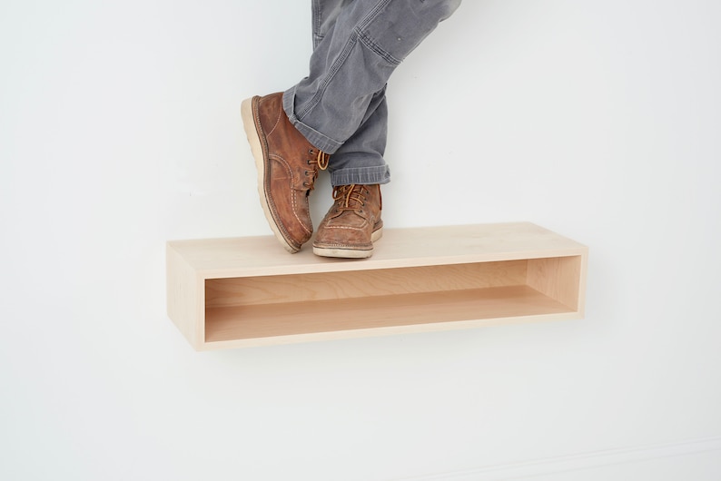 Floating Entryway Console Table Built in Solid Hard Maple Etsy