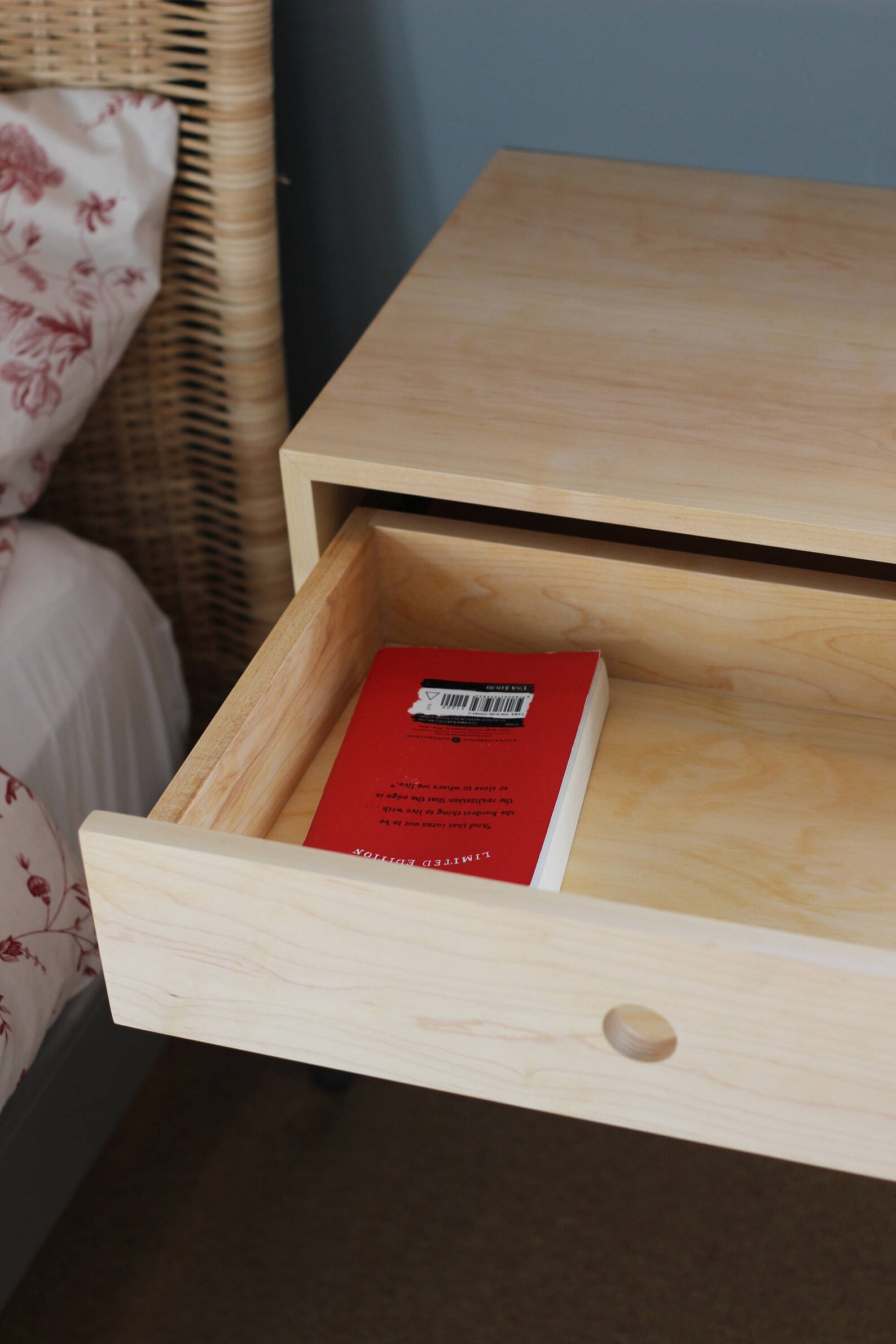 Floating Nightstand with Drawer in Solid Maple Scandinavian Etsy