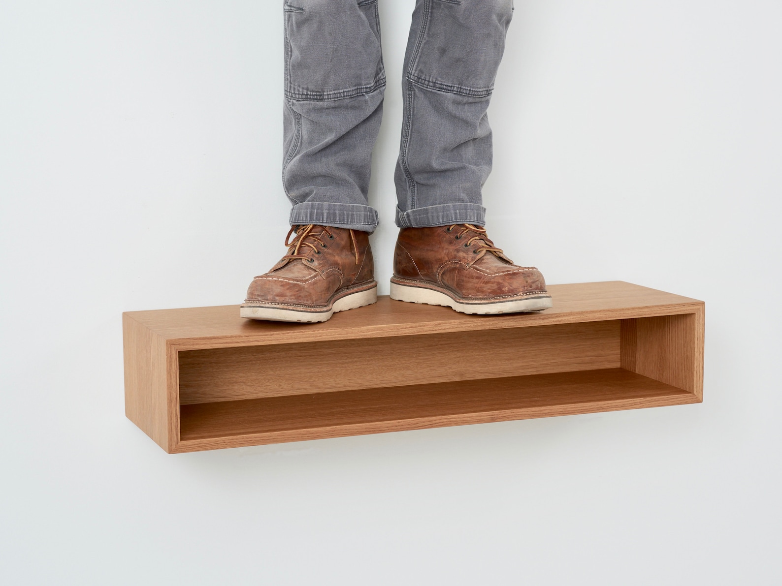 Floating Console Table Built in Solid White Oak - Etsy