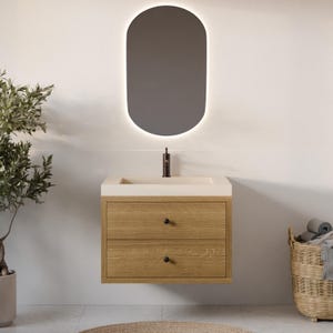 Bathroom Vanity Cabinet with Two Drawers in White Oak