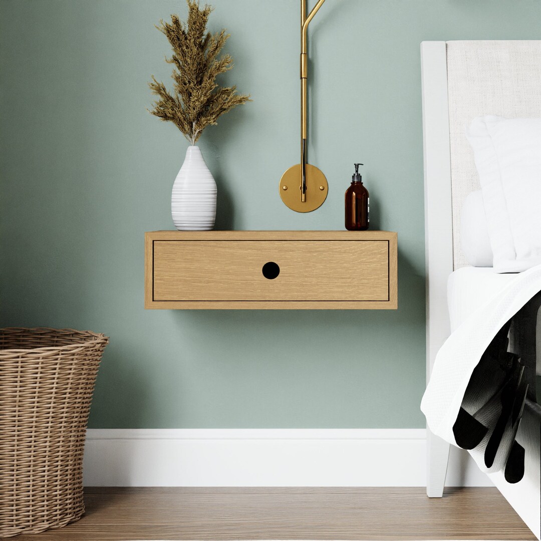 Floating Modern Nightstand With Drawer Mid Century Modern Bedside Table