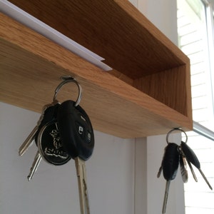 Oak Entryway Organizer with Magnet Key Hooks image 6