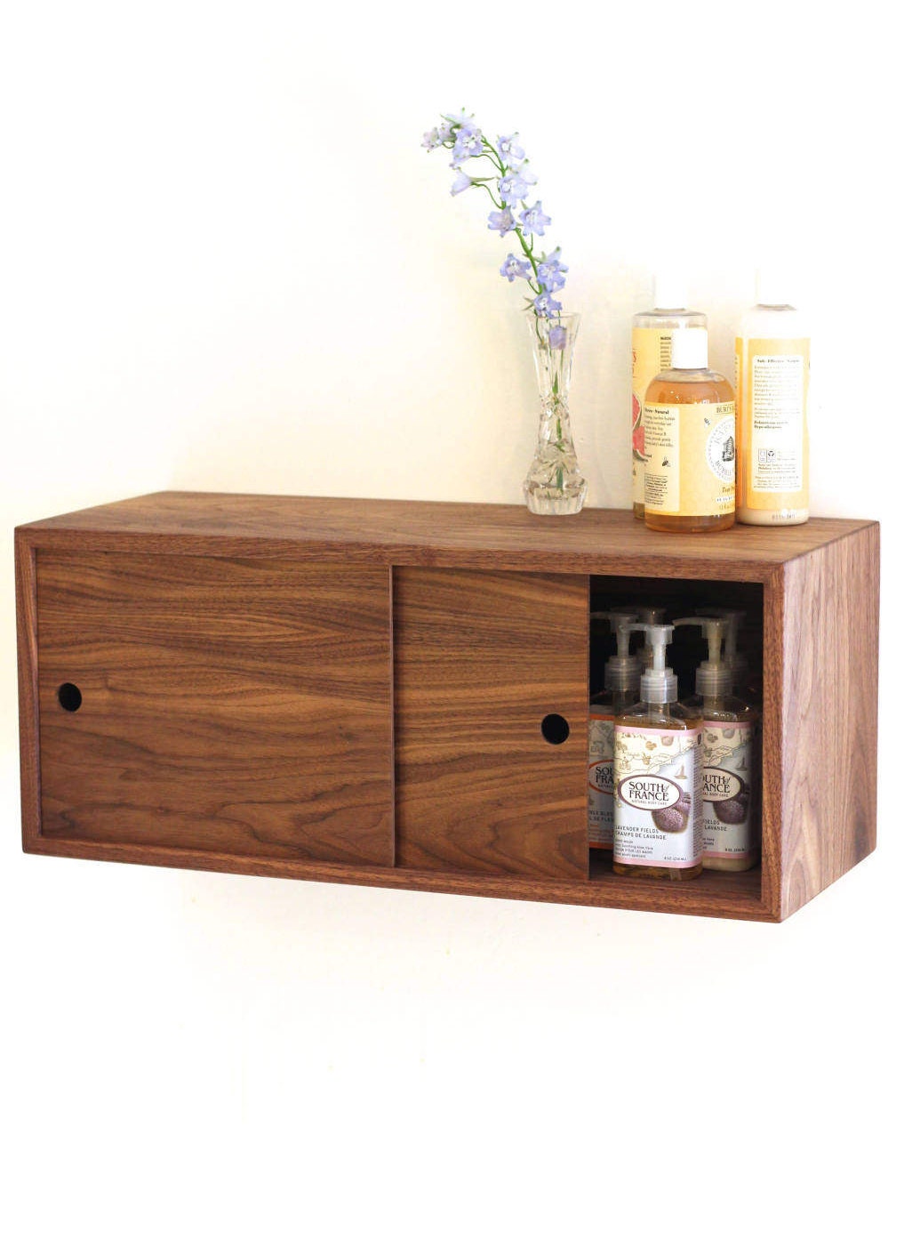 Floating Bathroom Storage Cabinet With Sliding Doors Vanity Console Shelf Bath Wall Decor