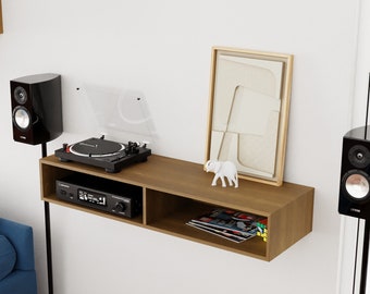 White Oak Stereo Console Table, Mid-Century Style XL