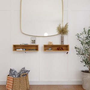 Oak Entryway Organizer with Magnet Key Hooks image 3