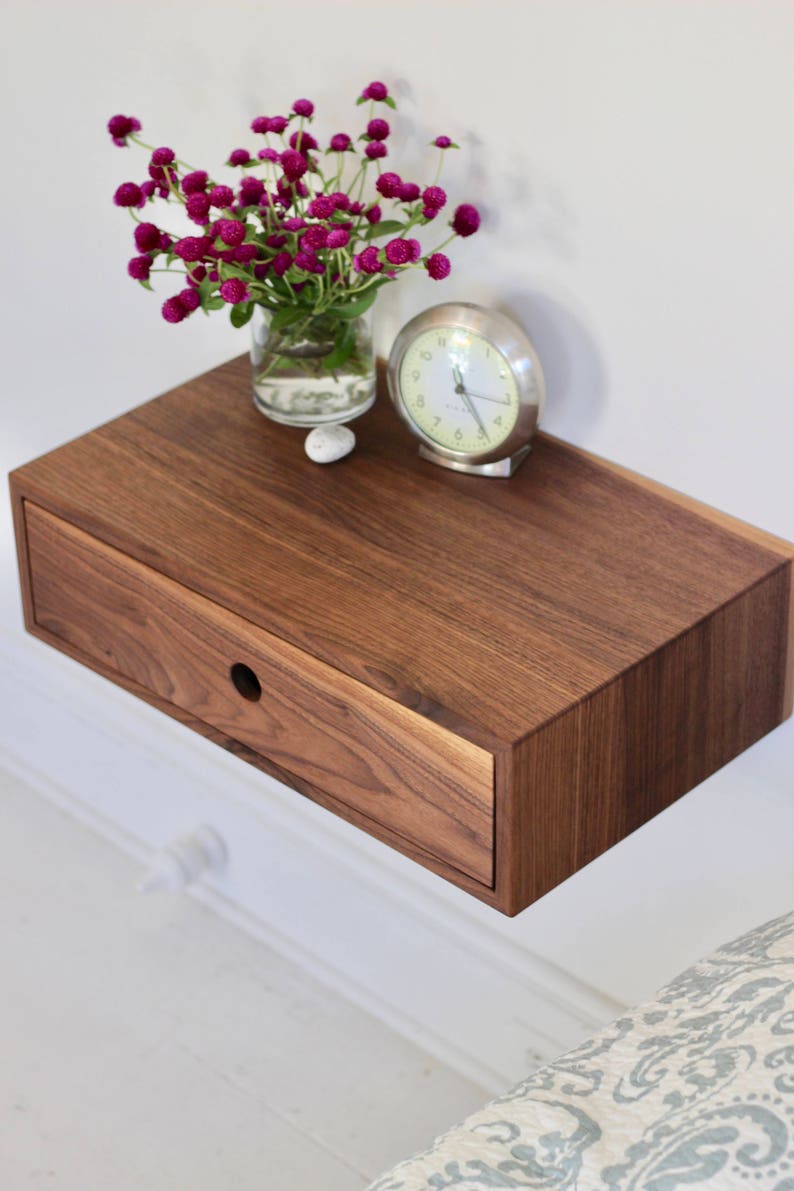 Floating Nightstand With Drawer Mid Century Modern Bedside Etsy