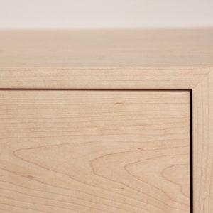 Floating Nightstand with Drawer in Solid Maple, Scandinavian Modern Bedside Table image 7