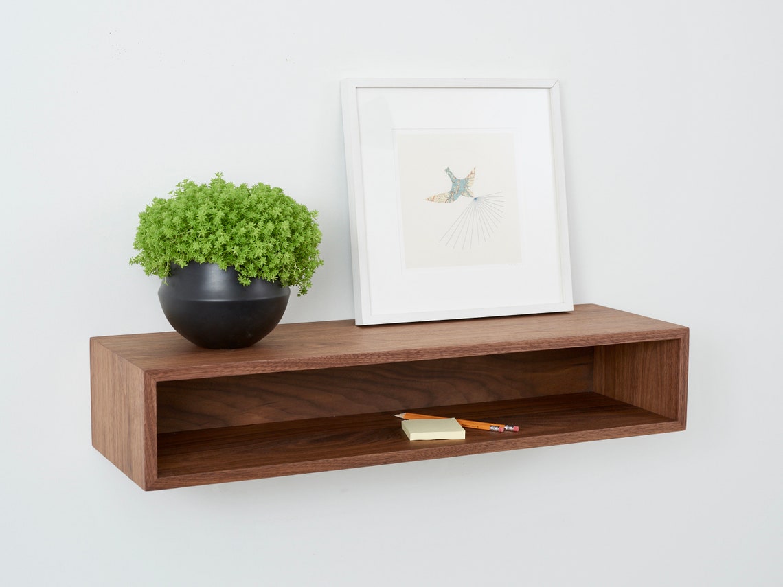 Floating Entryway Console Table Built in Solid American Black Etsy