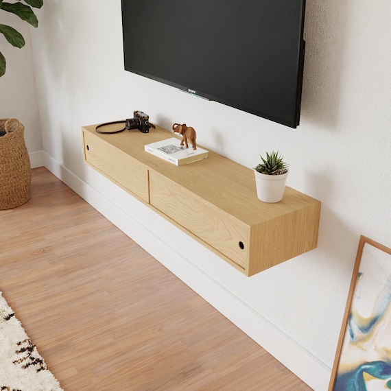 Floating tv on sale cabinet with doors