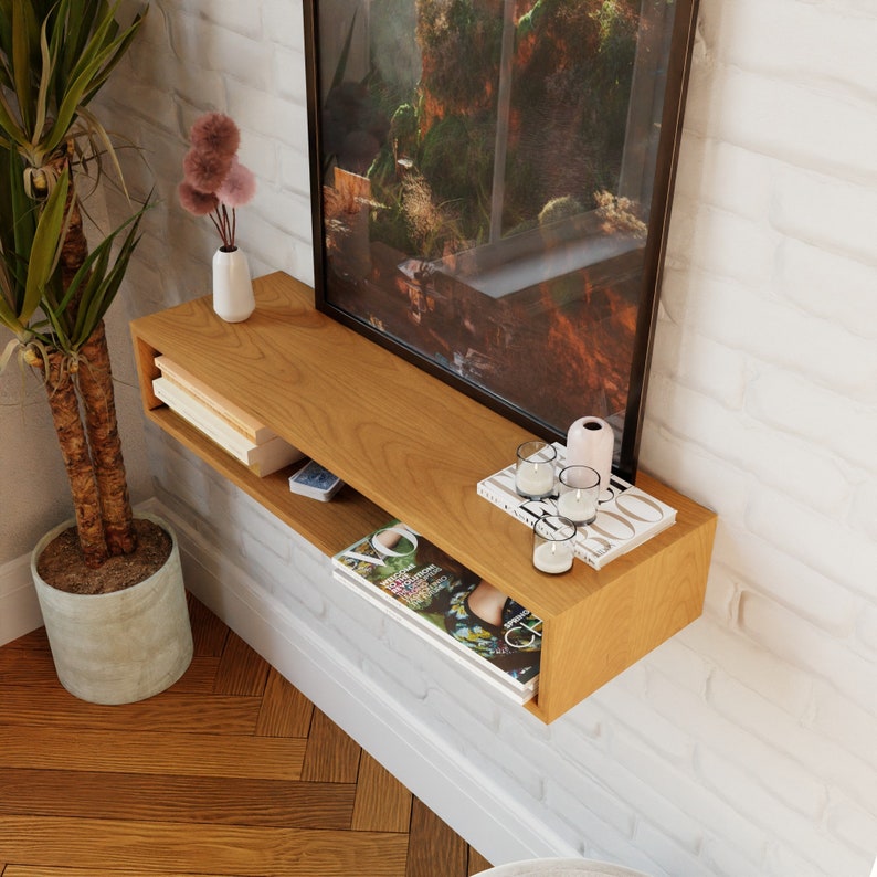 Floating Simple Console Table Solid Cherry Floating Console Table - Etsy