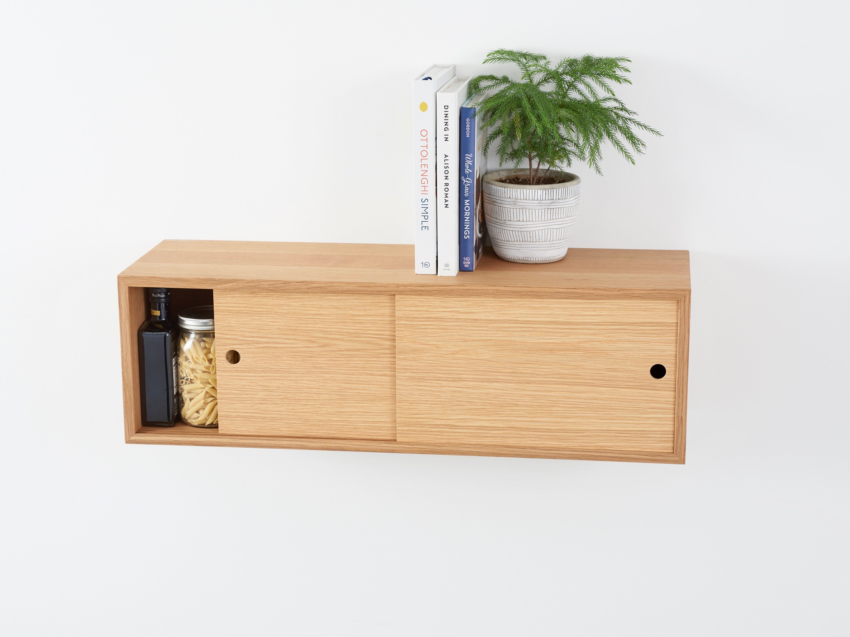 Floating Kitchen Storage Cabinet With Sliding Doors Handmade in