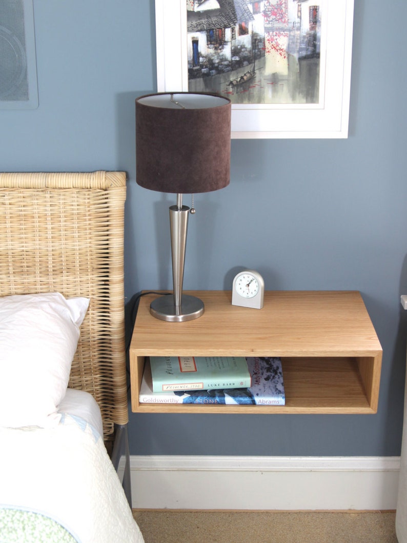 Solid White Oak Floating Nightstand image 1