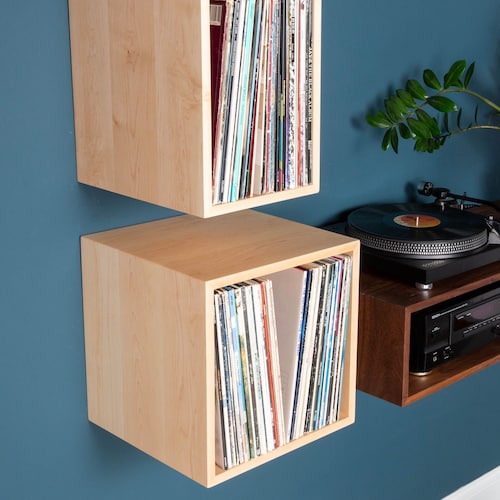 Floating Vinyl Record Storage Shelves in Solid Walnut Etsy UK