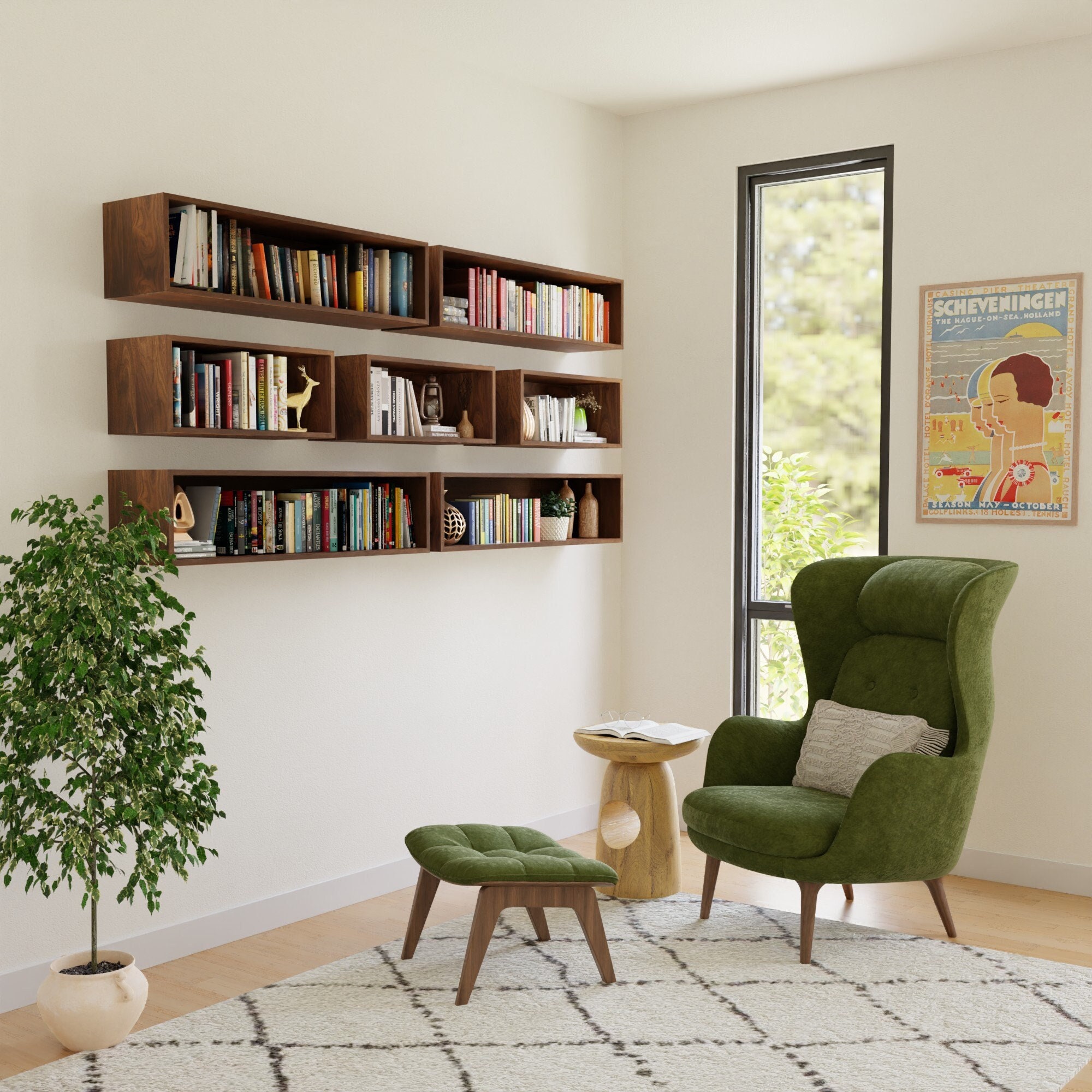 Floating Bookshelf Storage Cabinet Handmade in Solid Hardwood Etsy