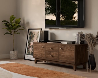 Walnut Media Cabinet w/ Soft-Close Drawers and Doors