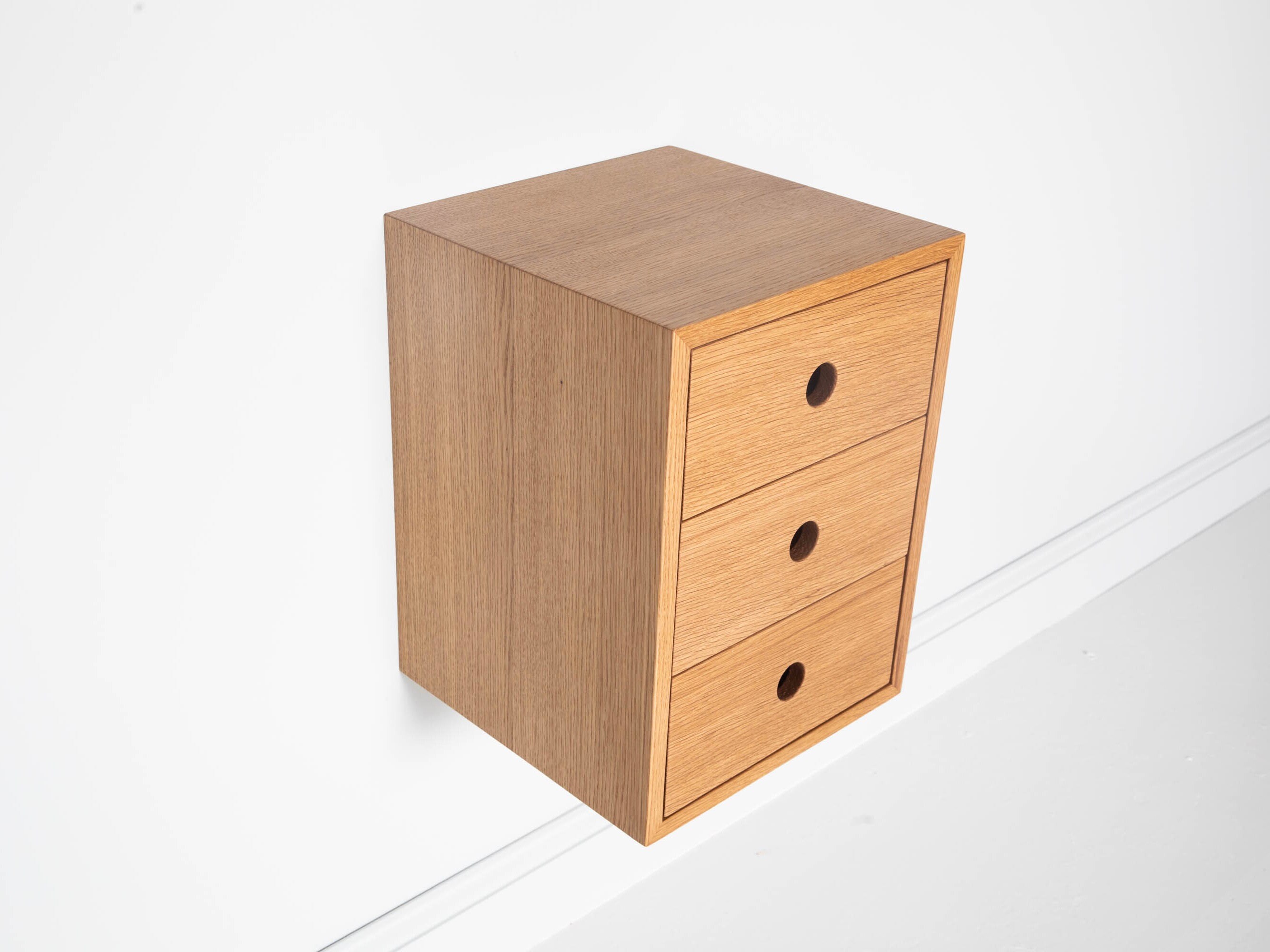 Narrow Floating Nightstand in White Oak With Choice of Drawers Etsy